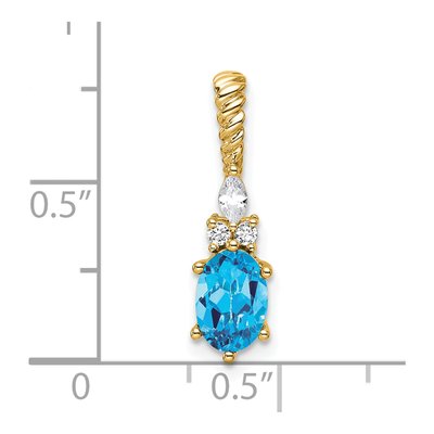 14K Yellow Gold 0.09 ct tw Blue Topaz & Diamond Slide Pendant – view 4