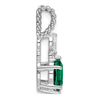 14K White Gold 0.09 ct tw Lab-Created Emerald & Diamond Twisted Slide Pendant – view 2