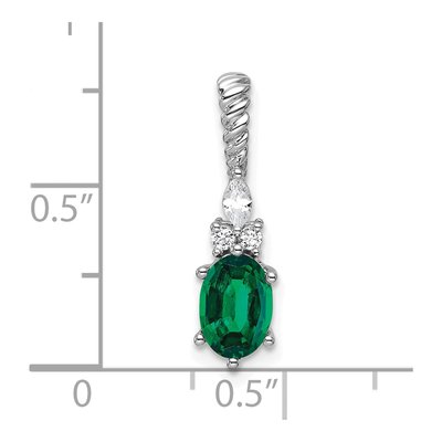 14K White Gold 0.09 ct tw Lab-Created Emerald & Diamond Twisted Slide Pendant – view 4
