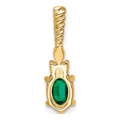 14K Yellow Gold 0.09 ct tw Lab-Created Emerald & Diamond Twisted Slide Pendant – view 3