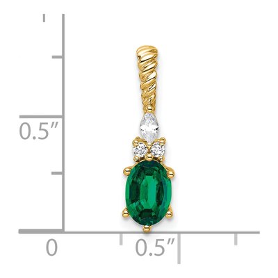 14K Yellow Gold 0.09 ct tw Lab-Created Emerald & Diamond Twisted Slide Pendant – view 4