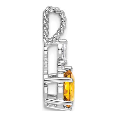 14K White Gold 0.09 ct tw Citrine & Diamond Slide Pendant – view 2