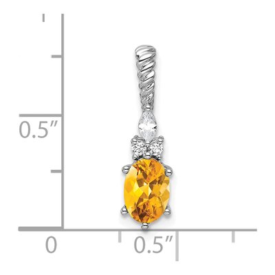 14K White Gold 0.09 ct tw Citrine & Diamond Slide Pendant – view 4