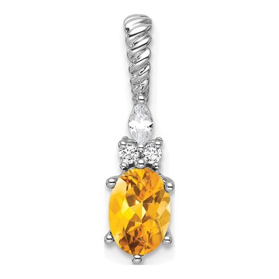 14K White Gold 0.09 ct tw Citrine & Diamond Slide Pendant