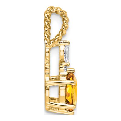 14K Yellow Gold 0.09 ct tw Citrine & Diamond Slide Pendant – view 2