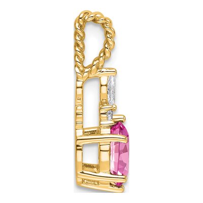 14K Yellow Gold 0.09 ct tw Lab-Created Pink Sapphire & Diamond Slide Pendant – view 2