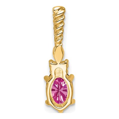 14K Yellow Gold 0.09 ct tw Lab-Created Pink Sapphire & Diamond Slide Pendant – view 3