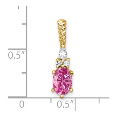 14K Yellow Gold 0.09 ct tw Lab-Created Pink Sapphire & Diamond Slide Pendant – view 4