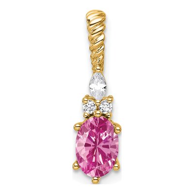 14K Yellow Gold 0.09 ct tw Lab-Created Pink Sapphire & Diamond Slide Pendant