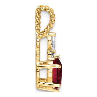 14K Yellow Gold 0.09 ct tw Lab-Created Ruby & Diamond Slide Pendant – view 2