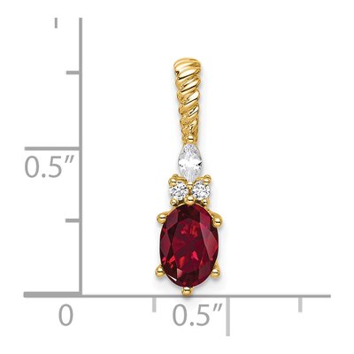 14K Yellow Gold 0.09 ct tw Lab-Created Ruby & Diamond Slide Pendant – view 4