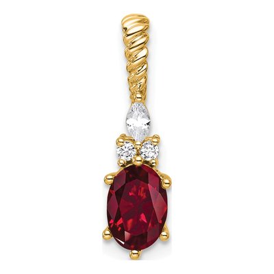 14K Yellow Gold 0.09 ct tw Lab-Created Ruby & Diamond Slide Pendant