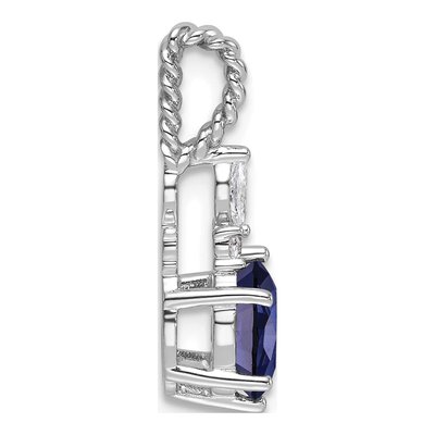 14K White Gold 0.09 ct tw Lab-Created Sapphire & Diamond Slide Pendant – view 2