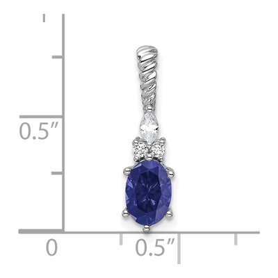 14K White Gold 0.09 ct tw Lab-Created Sapphire & Diamond Slide Pendant – view 4