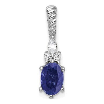 14K White Gold 0.09 ct tw Lab-Created Sapphire & Diamond Slide Pendant
