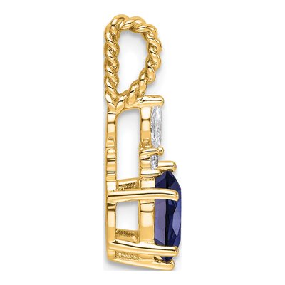 14K Yellow Gold 0.09 ct tw Lab-Created Sapphire & Diamond Slide Pendant – view 2
