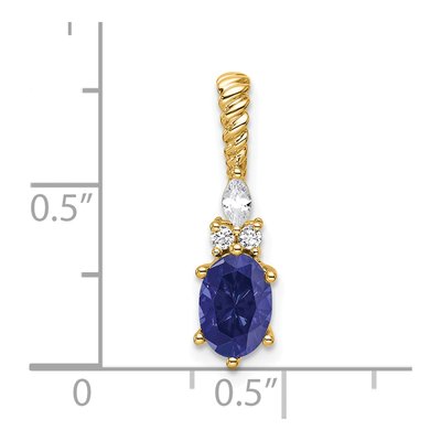 14K Yellow Gold 0.09 ct tw Lab-Created Sapphire & Diamond Slide Pendant – view 4