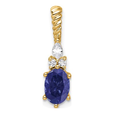 14K Yellow Gold 0.09 ct tw Lab-Created Sapphire & Diamond Slide Pendant