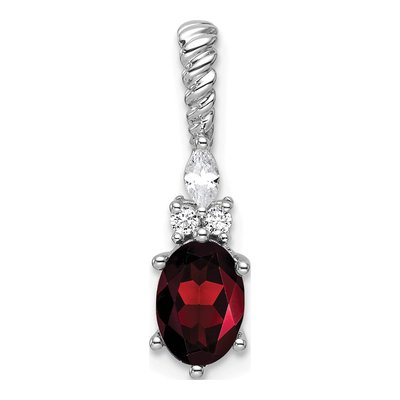 14K White Gold 0.09 ct tw Garnet & Diamond Slide Pendant