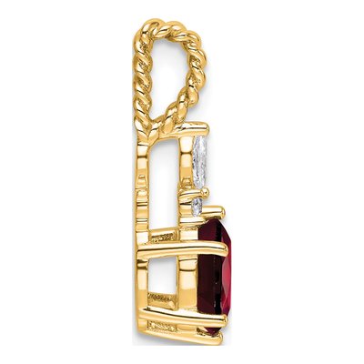 14K Yellow Gold 0.09 ct tw Garnet & Diamond Slide Pendant – view 2