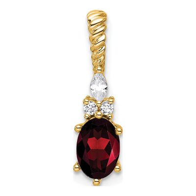 14K Yellow Gold 0.09 ct tw Garnet & Diamond Slide Pendant