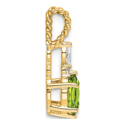 14K Yellow Gold 0.09 ct tw Peridot & Diamond Slide Pendant – view 2