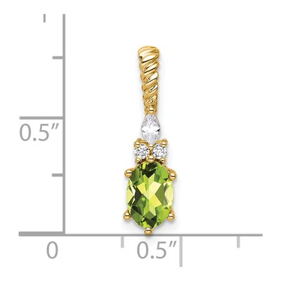 14K Yellow Gold 0.09 ct tw Peridot & Diamond Slide Pendant – view 4