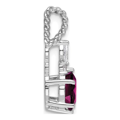 14K White Gold 0.09 ct tw Rhodolite Garnet & Diamond Twisted Slide Pendant – view 2
