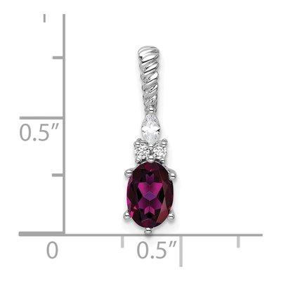 14K White Gold 0.09 ct tw Rhodolite Garnet & Diamond Twisted Slide Pendant – view 4