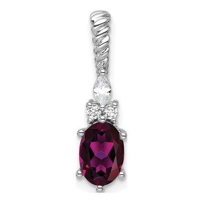 14K White Gold 0.09 ct tw Rhodolite Garnet & Diamond Twisted Slide Pendant