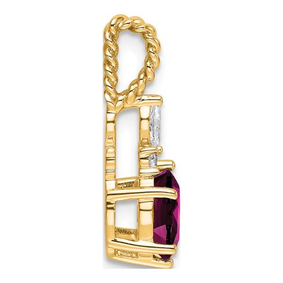 14K Yellow Gold 0.09 ct tw Rhodolite Garnet & Diamond Slide Pendant – view 2