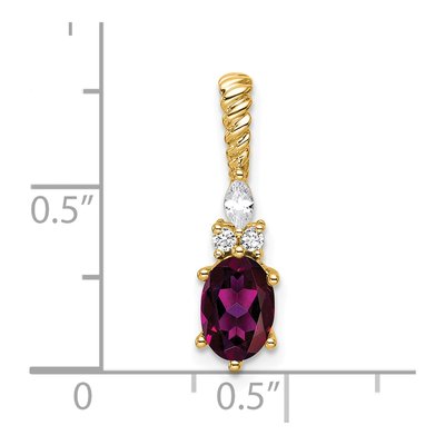 14K Yellow Gold 0.09 ct tw Rhodolite Garnet & Diamond Slide Pendant – view 4