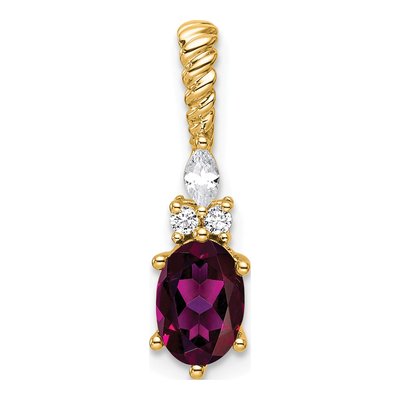 14K Yellow Gold 0.09 ct tw Rhodolite Garnet & Diamond Slide Pendant