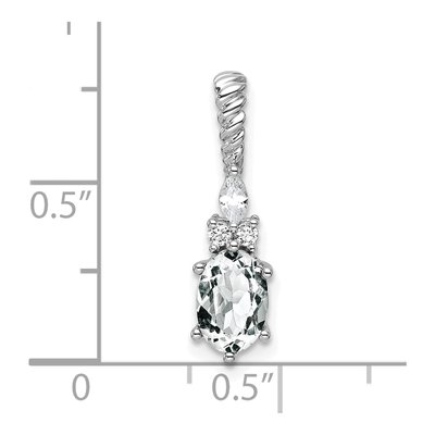 14K White Gold 0.09 ct tw White Topaz & Diamond Slide Pendant – view 4
