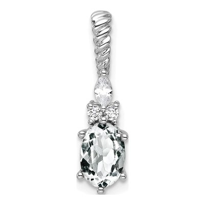 14K White Gold 0.09 ct tw White Topaz & Diamond Slide Pendant