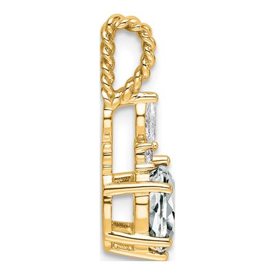14K Yellow Gold 0.09 ct tw White Topaz & Diamond Twisted Slide Pendant – view 2