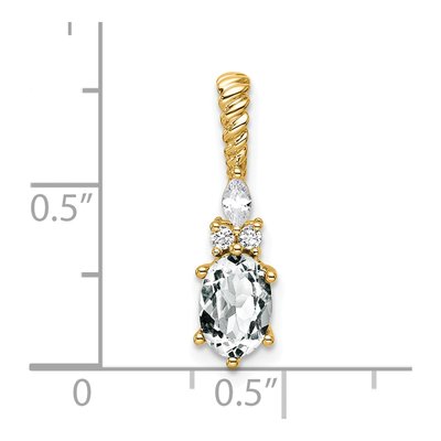 14K Yellow Gold 0.09 ct tw White Topaz & Diamond Twisted Slide Pendant – view 4