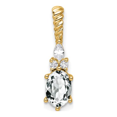14K Yellow Gold 0.09 ct tw White Topaz & Diamond Twisted Slide Pendant