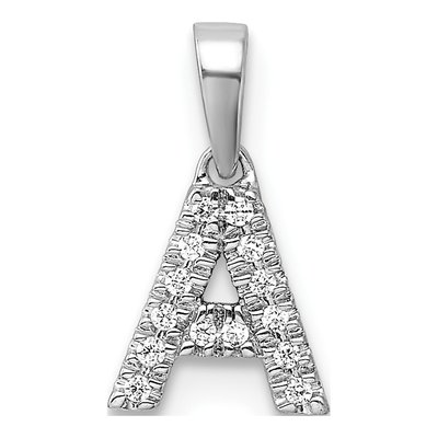 14K White Gold 1/20 ct tw Diamond Letter A Pendant