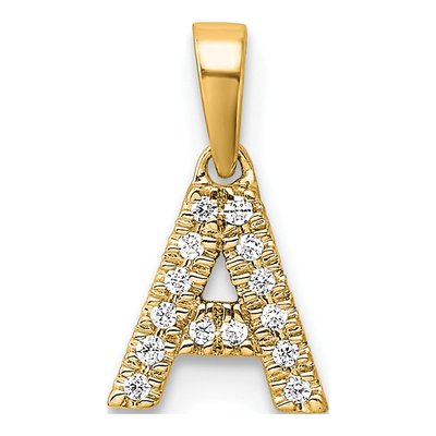14K Yellow Gold 1/20 ct tw Diamond Letter A Pendant
