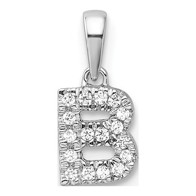 14K White Gold 0.09 ct tw Diamond Letter B Pendant