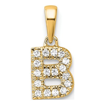 14K Yellow Gold 0.09 ct tw Diamond Letter B Pendant