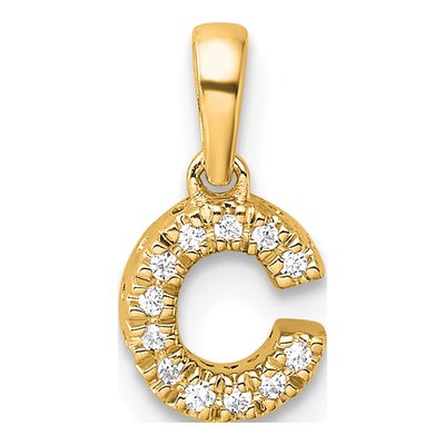 10K Yellow Gold 1/20 ct tw Diamond Letter C Pendant