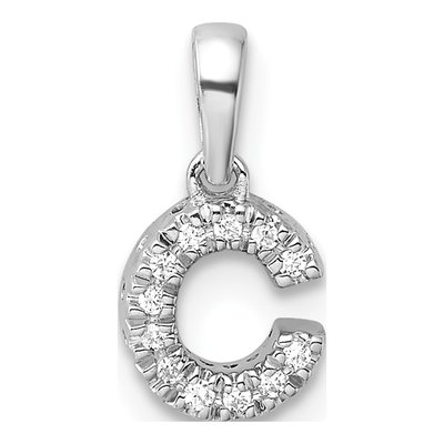 14K White Gold Diamond Letter C Pendant