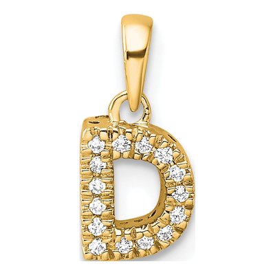 10K Yellow Gold 1/20 ct tw Diamond Letter D Pendant