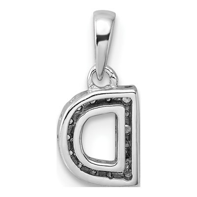 14K White Gold 1/20 ct tw Diamond Letter D Pendant – view 3