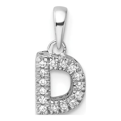 14K White Gold 1/20 ct tw Diamond Letter D Pendant