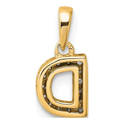 14K Yellow Gold 1/20 ct tw Diamond Letter D Pendant – view 4