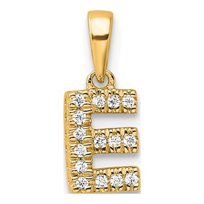 10K Yellow Gold 1/20 ct tw Diamond Letter E Pendant