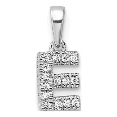 14K White Gold 1/20 ct tw Diamond Letter E Pendant